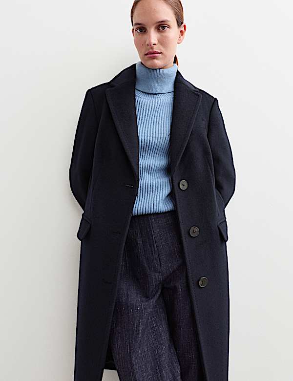 Pure Wool Single Breasted Boyfriend Coat - ES