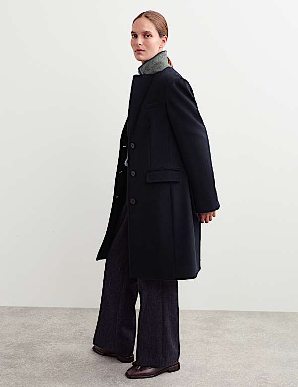 Pure Wool Single Breasted Boyfriend Coat - ES