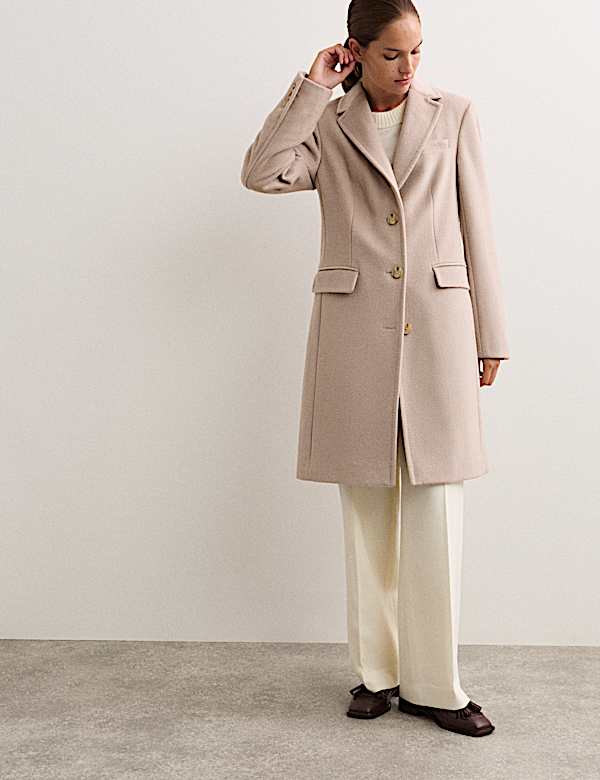 Manteau boyfriend coupe droite 100 % laine - BE