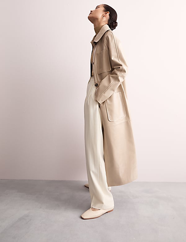 Trench coupe droite avec ceinture en cuir - FR