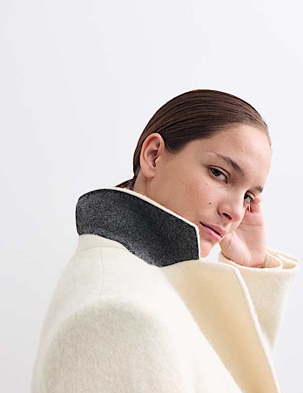 Gabardina larga a rayas 100 % lana italiana - ES