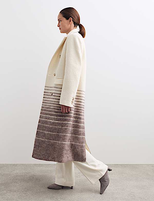 Gabardina larga a rayas 100 % lana italiana - ES