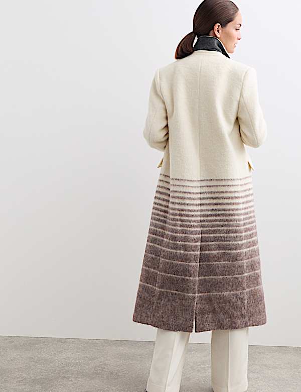 Gabardina larga a rayas 100 % lana italiana - ES