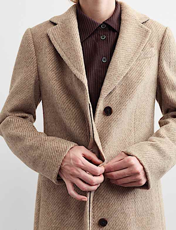 Wool With Silk Longline Boyfriend Coat - CH