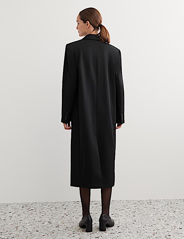 Pure Wool Tailored Double Breasted Longline Coat - BN