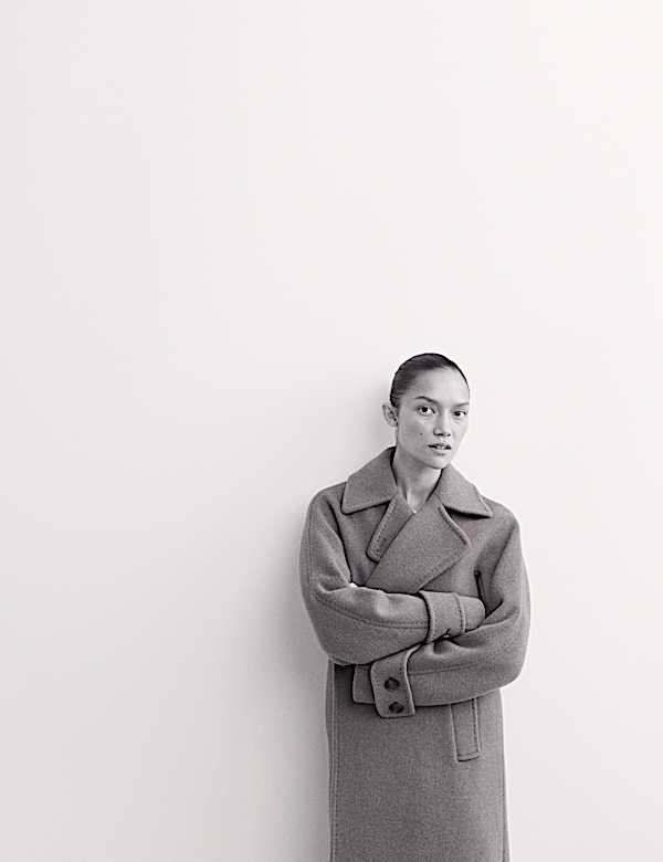 Abrigo cocoon largo informal 100% lana - ES