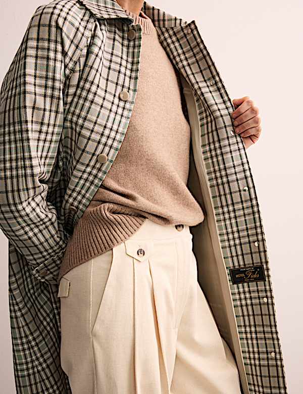 Caban 100 % coton &agrave; carreaux avec encolure - CA