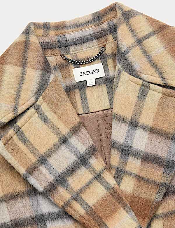 Wool Rich Checked Double Breasted Coat - BE