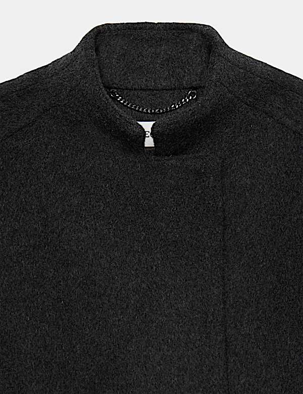 Pure Wool Funnel Neck Longline Wrap Coat - VN