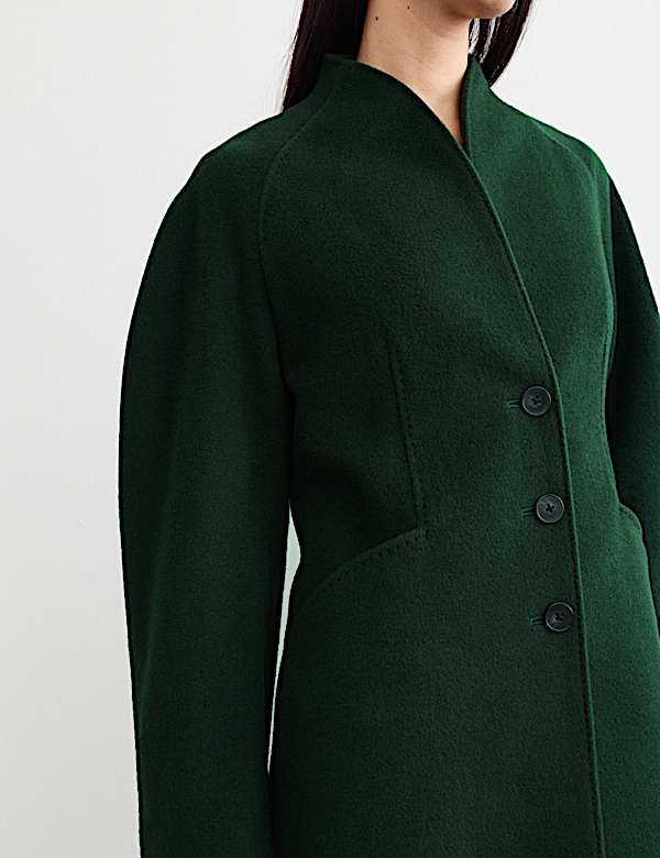 Pure Wool Longline Single Breasted Coat - CH