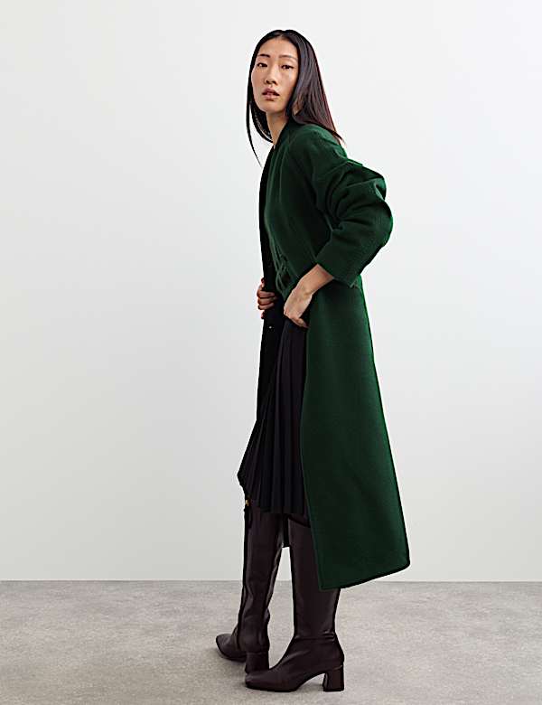 Pure Wool Longline Single Breasted Coat - CH