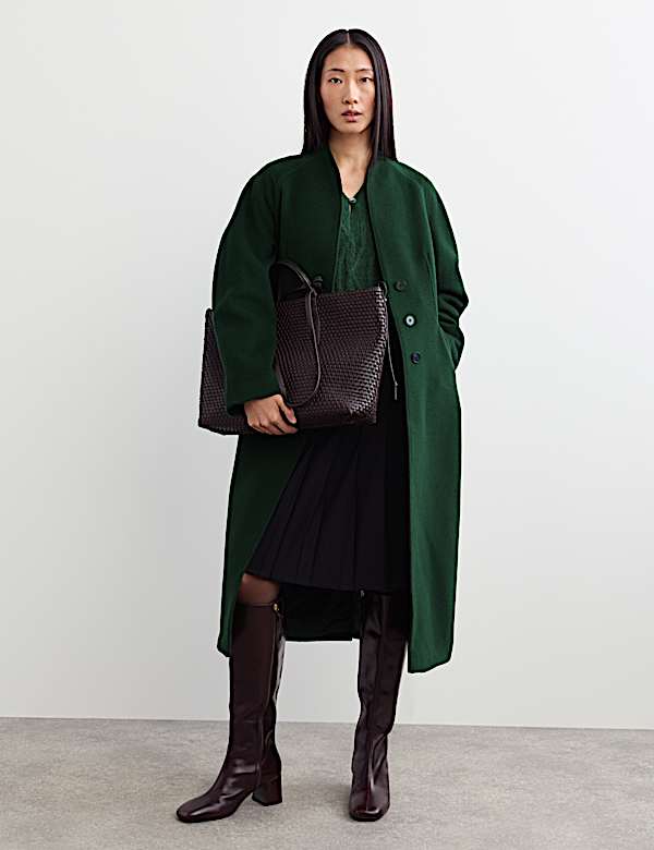 Pure Wool Longline Single Breasted Coat - CH