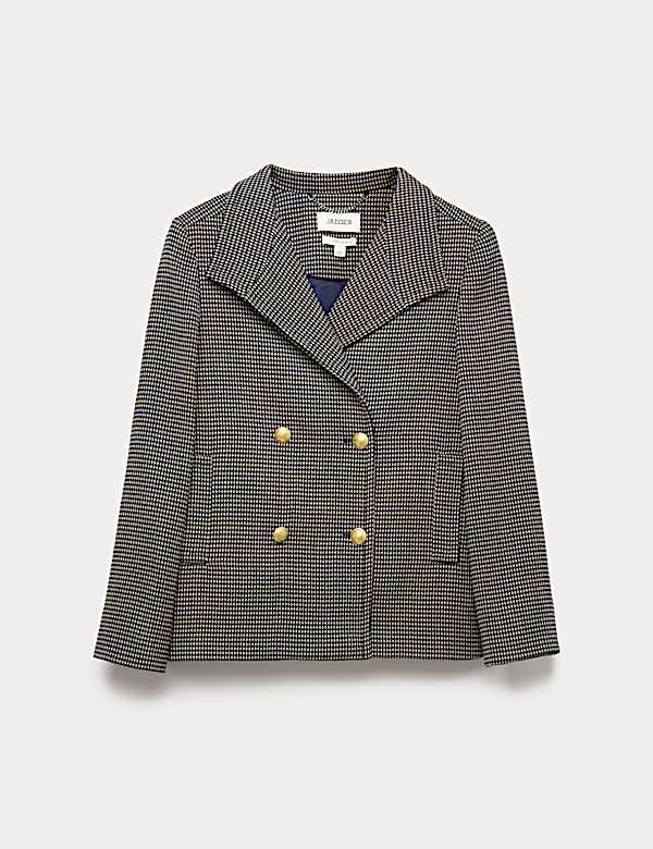 Korte jas van zuivere merinowol met geometrisch motief - NL