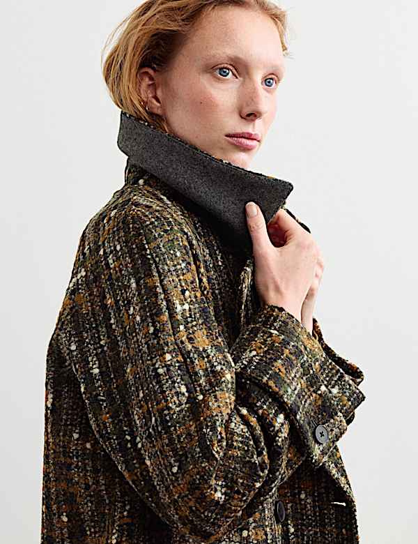Wool Rich Textured Relaxed Coat - CN