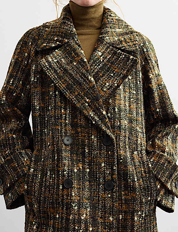 Wool Rich Textured Relaxed Coat - CN