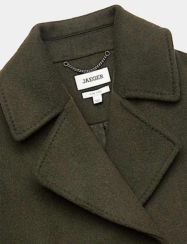 Pure Wool Relaxed Double Breasted Short Cocoon Coat - AU