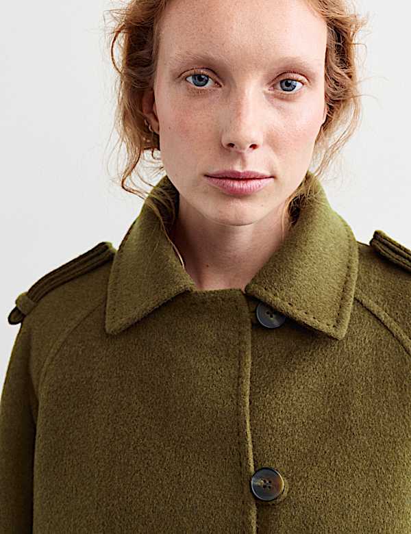 Pure Wool Single Breasted Short Coat - CH