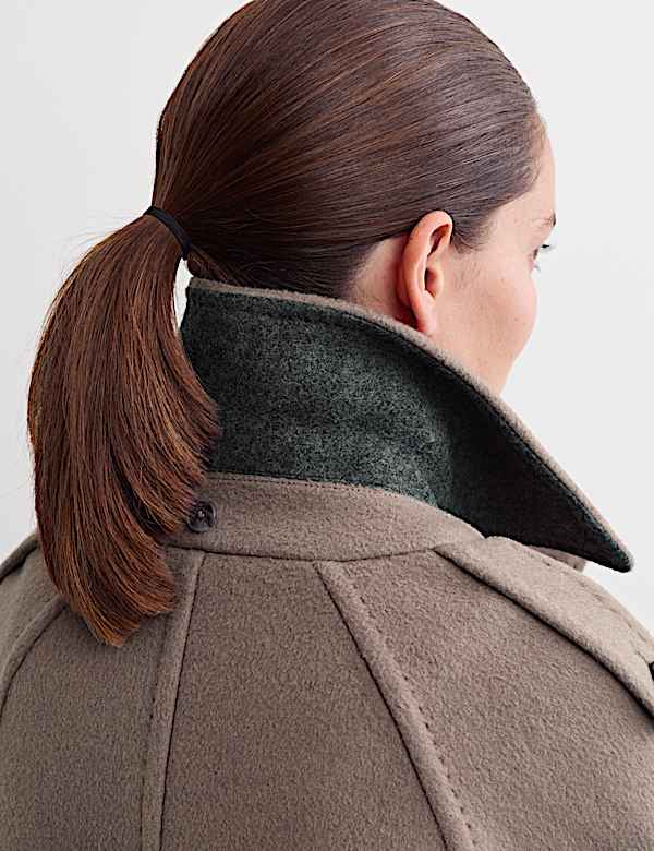 Manteau 100 % laine avec foulard amovible - BE