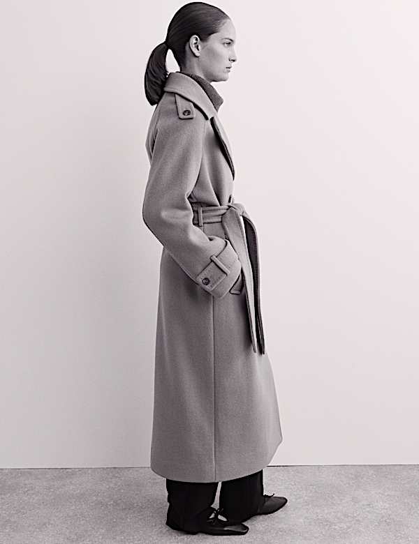 Manteau 100 % laine avec foulard amovible - BE