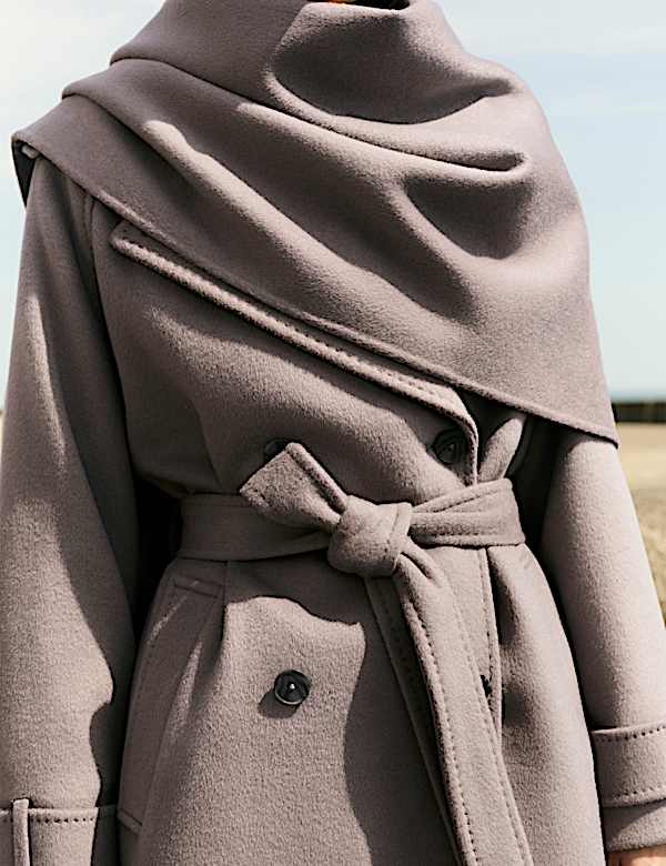 Manteau 100 % laine avec foulard amovible - BE