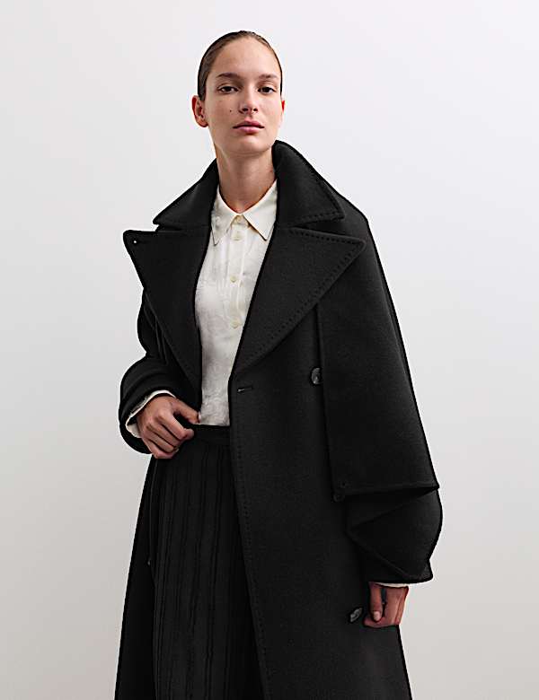 Manteau 100 % laine avec foulard amovible - BE