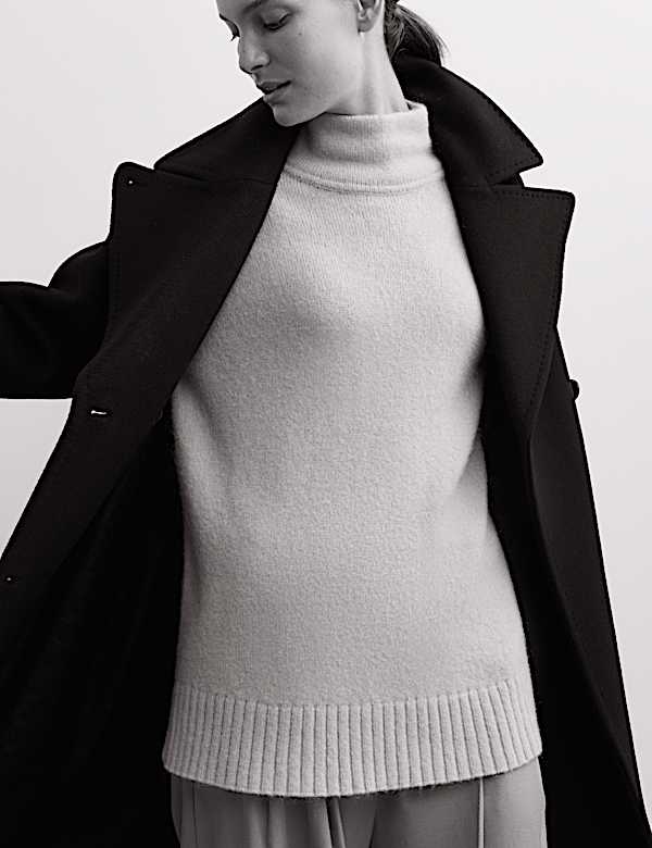 Manteau 100 % laine avec foulard amovible - BE