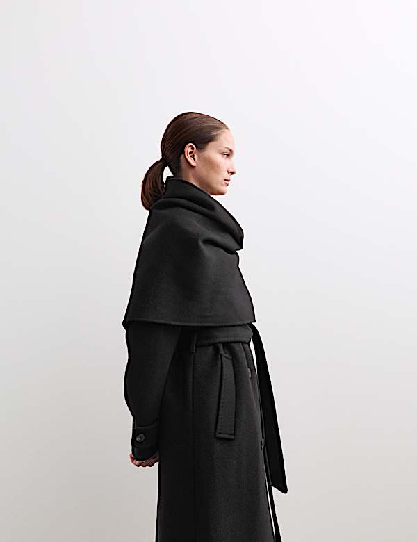 Manteau 100 % laine avec foulard amovible - BE