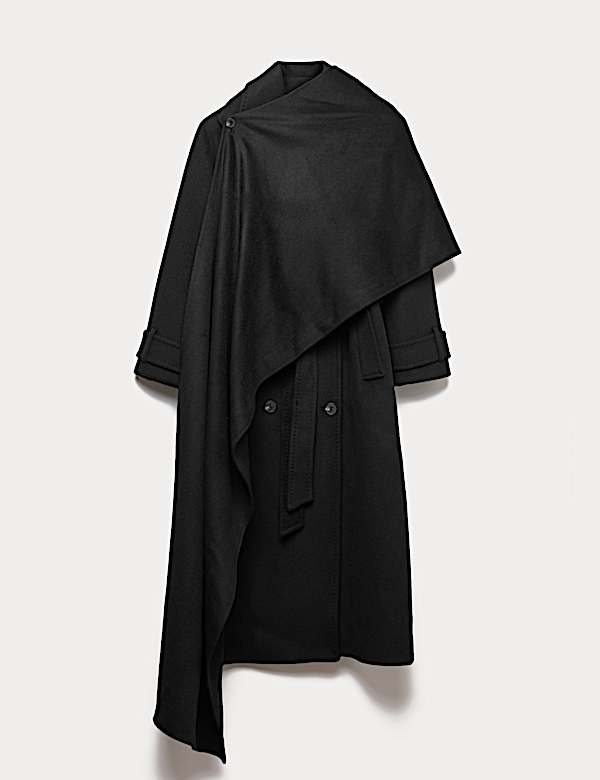 Manteau 100 % laine avec foulard amovible - BE