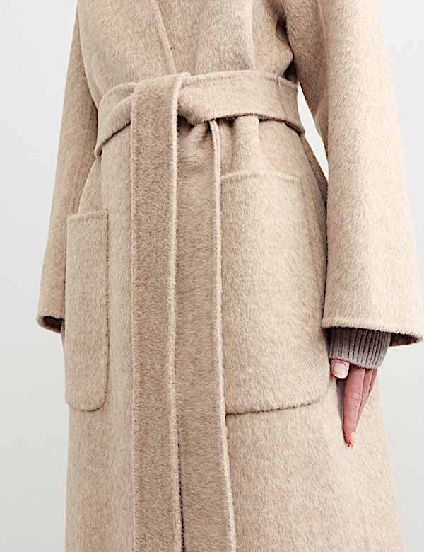 Wool With Cashmere Collarless Longline Coat - CH