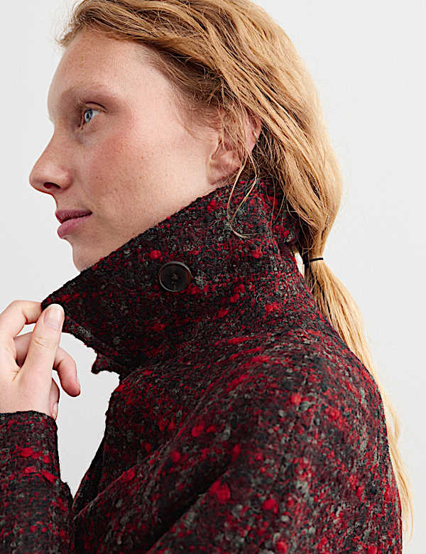 Manteau textur&eacute; coupe courte et ajust&eacute;e en laine - CA