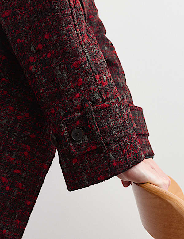 Manteau textur&eacute; coupe courte et ajust&eacute;e en laine - CA