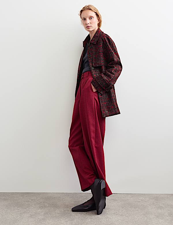 Manteau textur&eacute; coupe courte et ajust&eacute;e en laine - CA