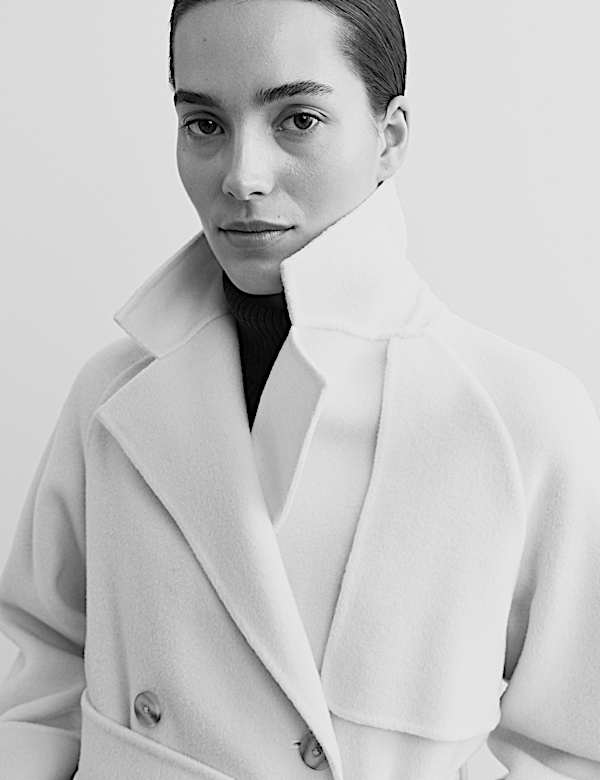 Pure Wool Belted Short Trench Coat - BE