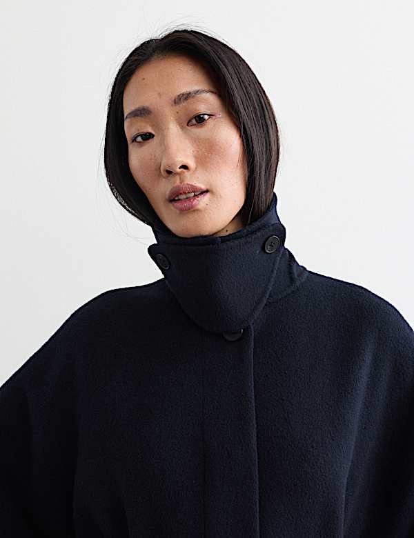Pure Wool Oversized Cape Coat - CA