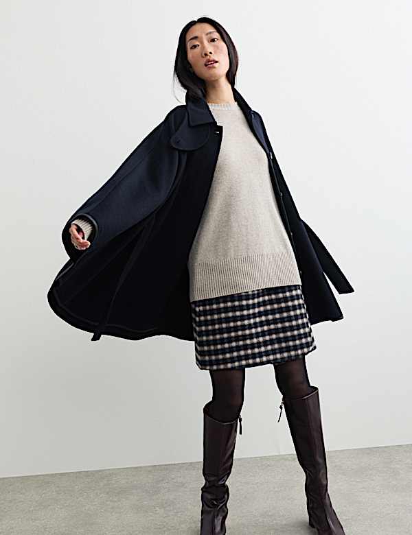 Pure Wool Oversized Cape Coat - CA