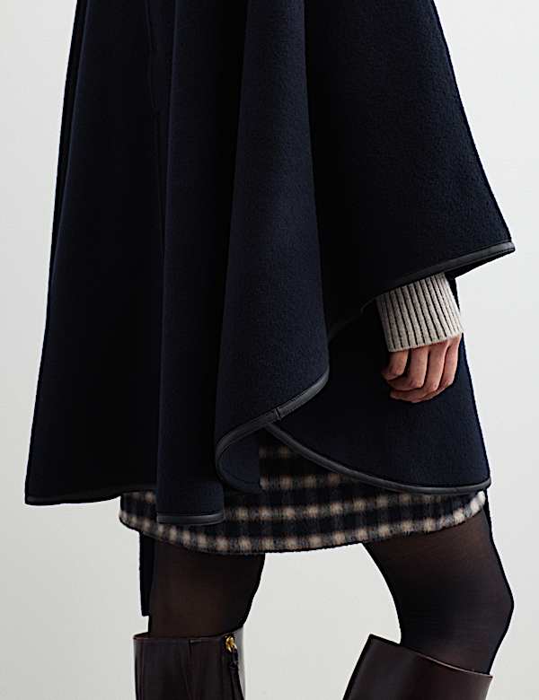 Pure Wool Oversized Cape Coat - CA