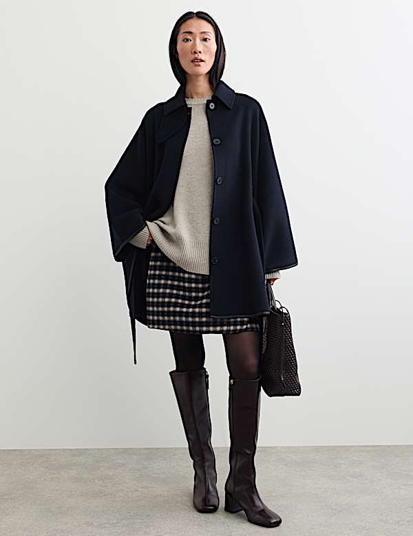 Pure Wool Oversized Cape Coat - CA