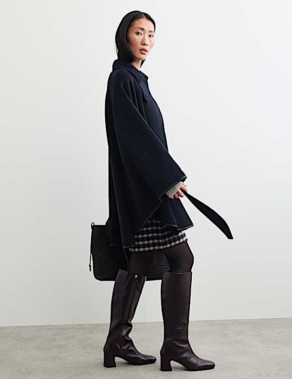 Pure Wool Oversized Cape Coat - CA