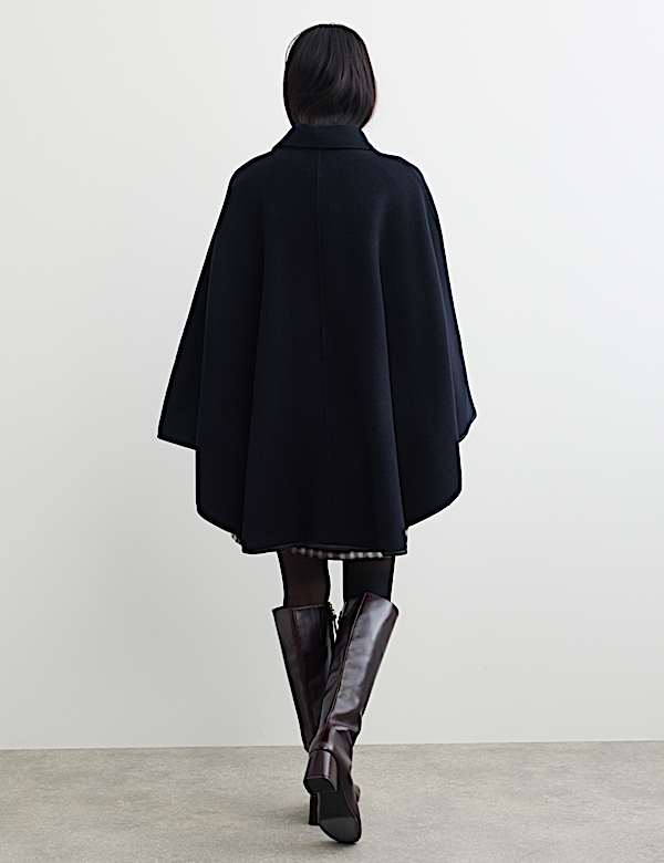 Pure Wool Oversized Cape Coat - CA