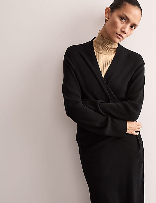Ζακέτα σε μακριά γραμμή από 100% μαλλί Merino - GR