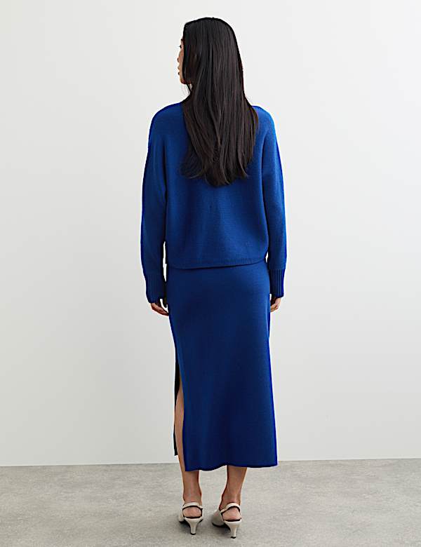 Pure Merino Wool Funnel Neck Batwing Sleeve Jumper - CA
