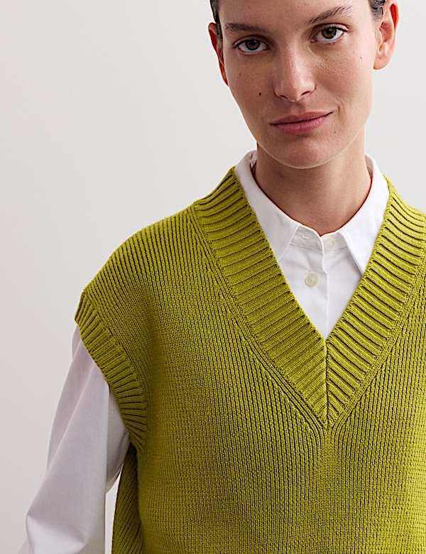 Pure Merino Wool V-Neck Knitted Vest - ES