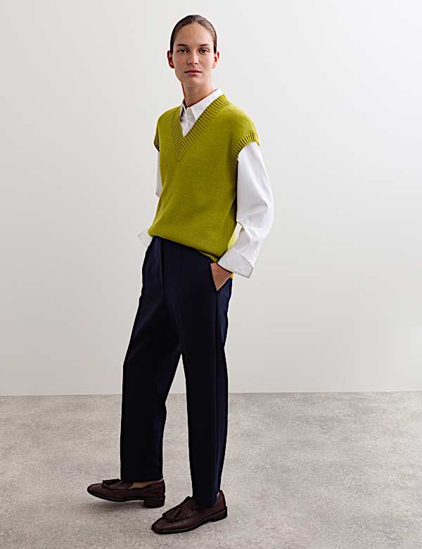 Pure Merino Wool V-Neck Knitted Vest - ES