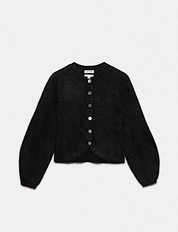 Pure Cashmere Ribbed Crew Neck Cardigan - CH