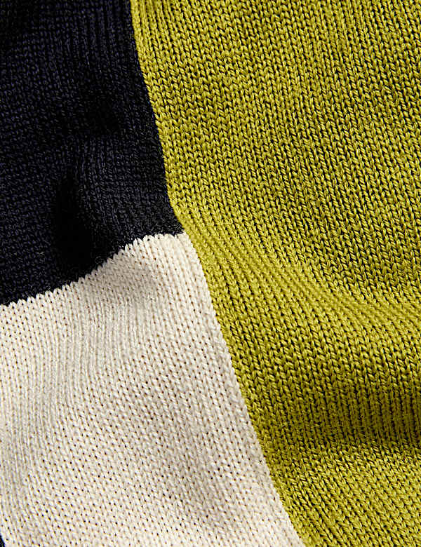 Μακριά ζακέτα με χρωματικές αντιθέσεις από μαλλί Merino - GR