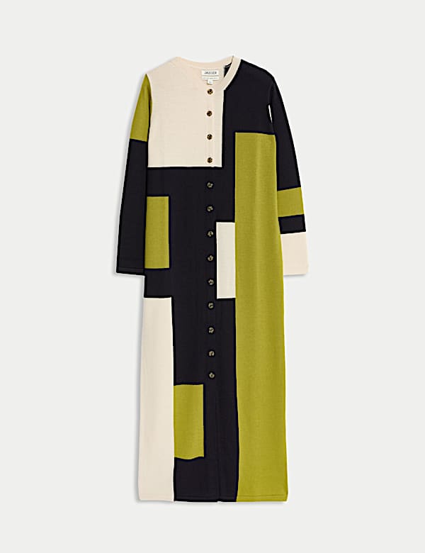 Μακριά ζακέτα με χρωματικές αντιθέσεις από μαλλί Merino - GR