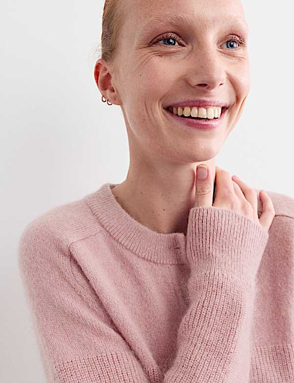 Wool Blend Crew Neck Button Detail Jumper - CH
