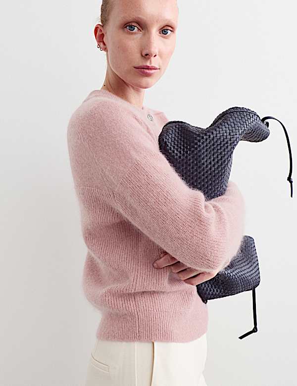 Wool Blend Crew Neck Button Detail Jumper - CH