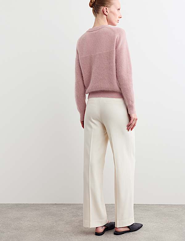 Wool Blend Crew Neck Button Detail Jumper - CH