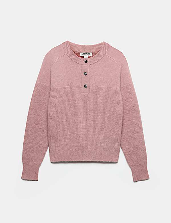Wool Blend Crew Neck Button Detail Jumper - CH